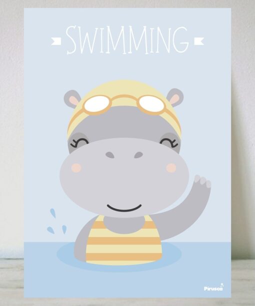 Lámina Hipopótamo Nadadora