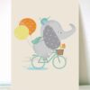 Lámina Infantil Elefante en Bici