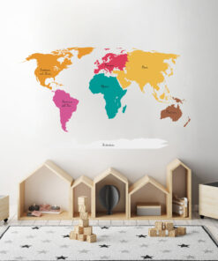 Mapamundi Mundo feliz - Ocre (*‿*), Vinilos infantiles decorativos para  niños